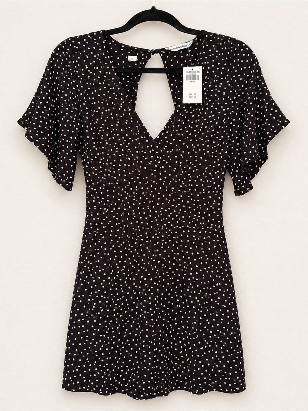 Abercrombie & Fitch Black Romper with White Polka Dots and Keyhole Neckline